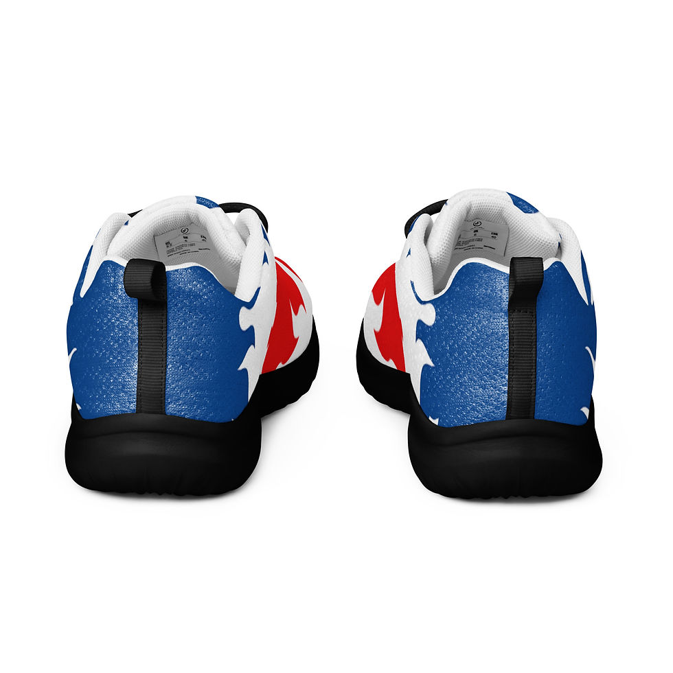Thumbnail: Red-White-Blue Whimsical Flames Women's Athletic Sneakers