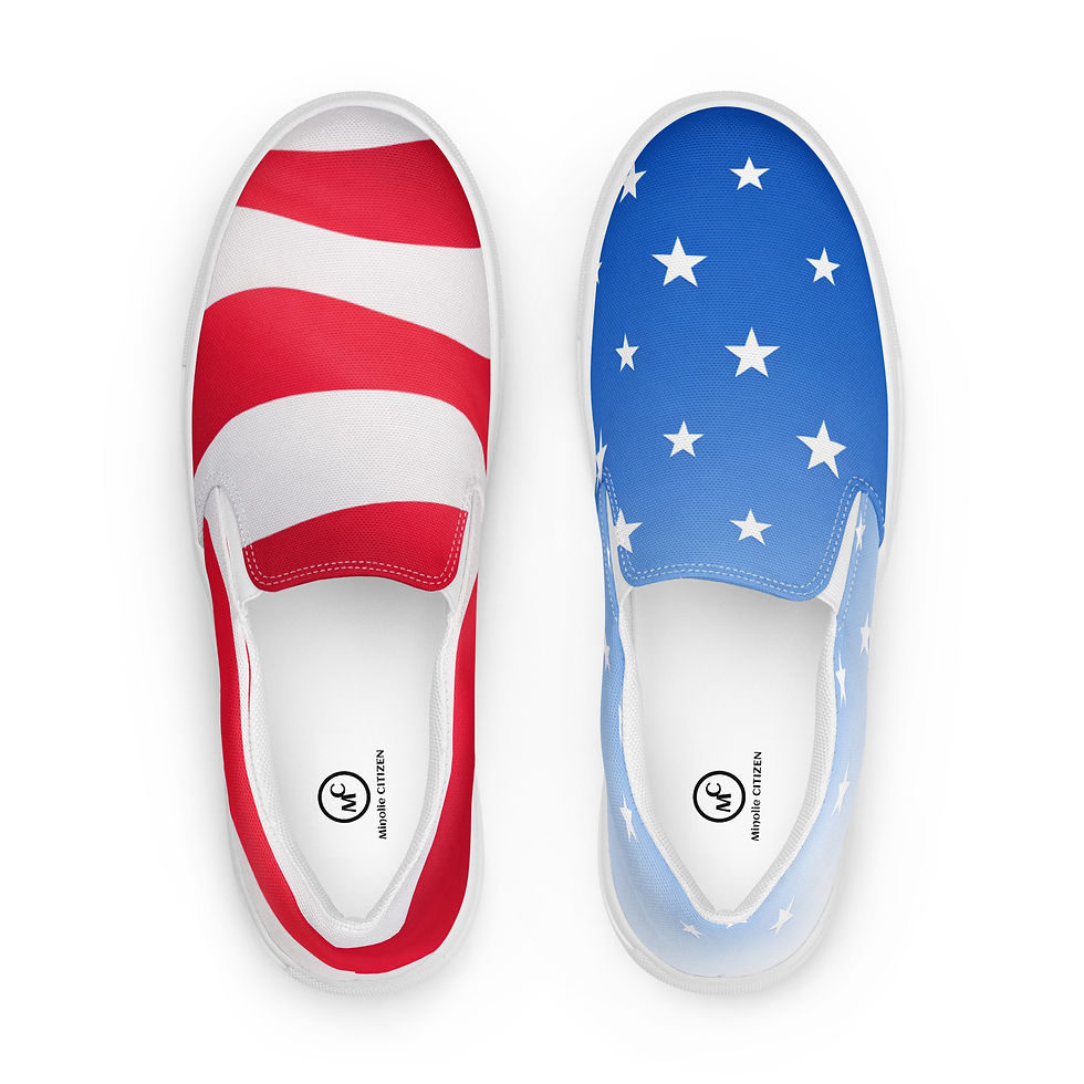 Thumbnail: American Flag Inspired Whimsical Women's Casual Slip-On Canvas Shoes