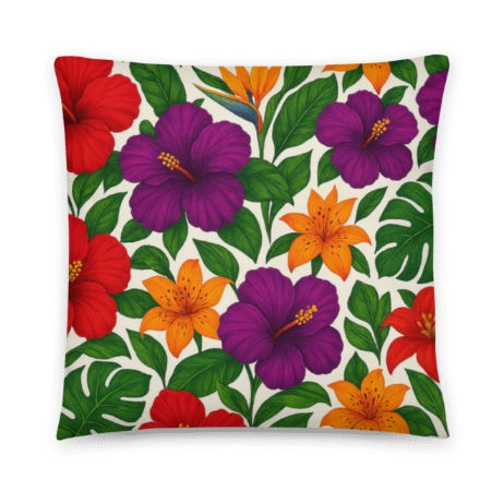 Thumbnail: Tropical Hibiscus Blossoms Throw Pillow Case plus Insert