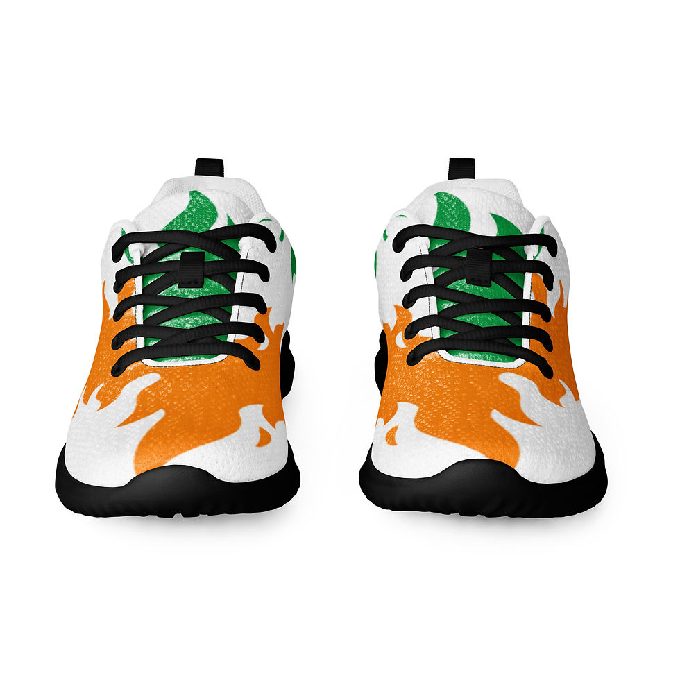 Thumbnail: Orange-White-Green Whimsical Flames Women's Athletic Sneakers