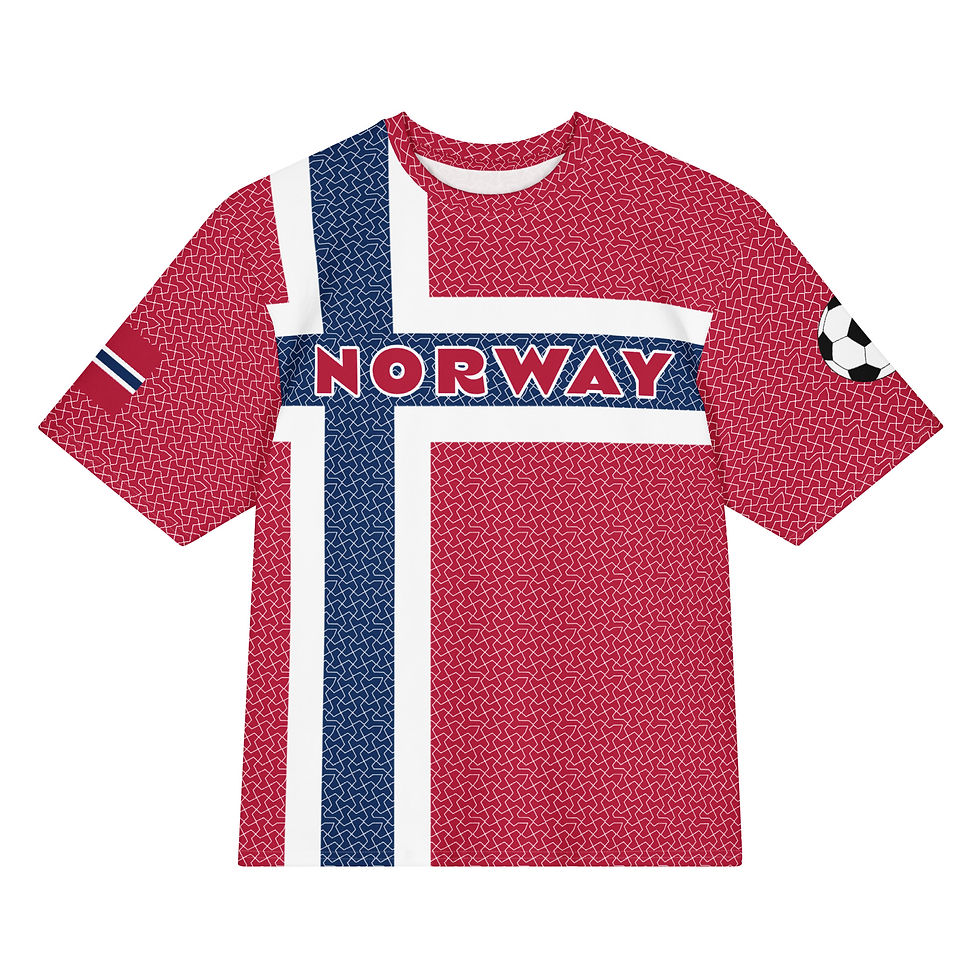 Thumbnail: Norway Football (Soccer) Fans Oversized Cotton T- Shirt - Keepsake Desig