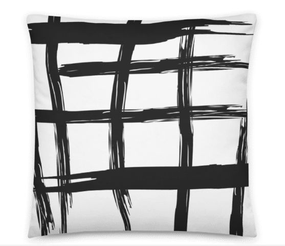 Thumbnail: Black and White Strokes - Throw Pillow Case and Insert