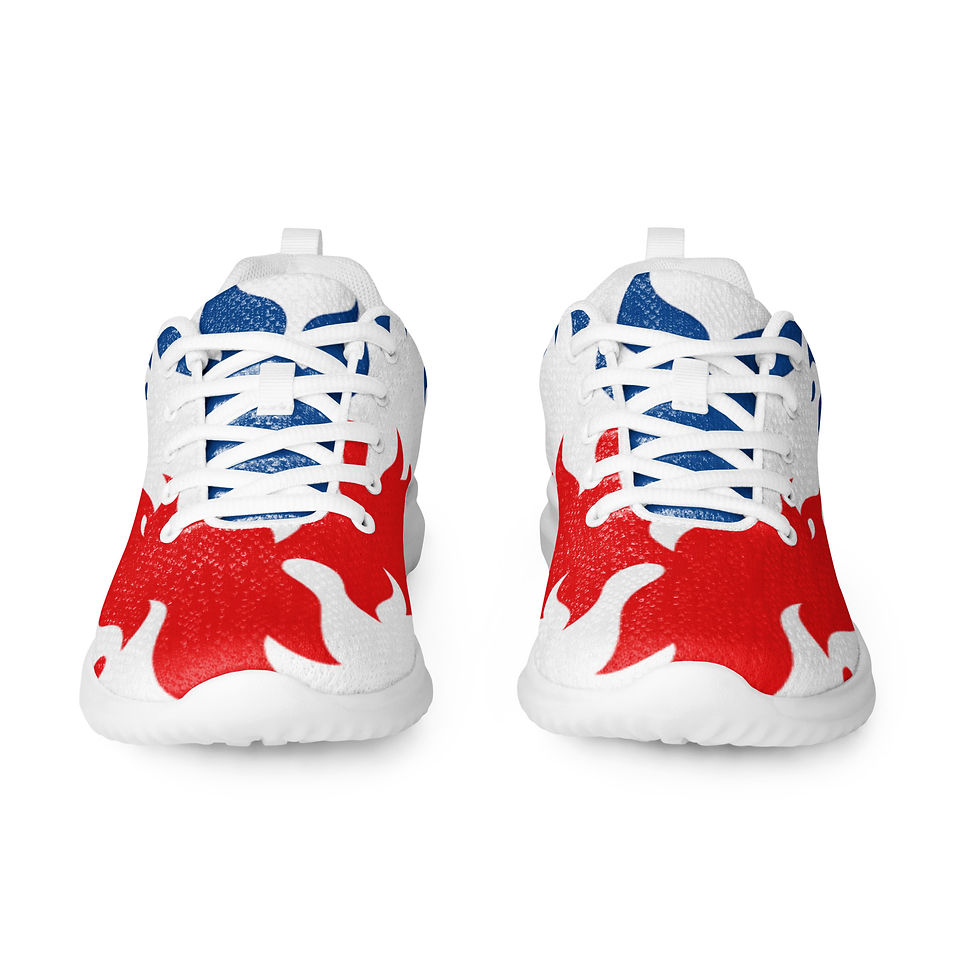 Thumbnail: Red-White-Blue Whimsical Flames Men's Athletic Sneakers