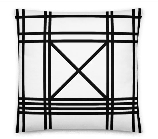 Thumbnail: Black and White Geometric - Throw Pillow Case and Insert