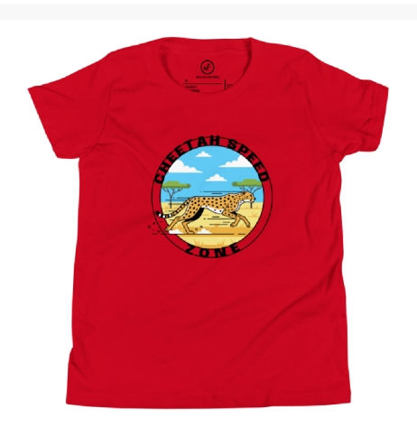 Thumbnail: Cheetah Speed Zone Graphic Youth Short Sleeve Sports T-Shirt