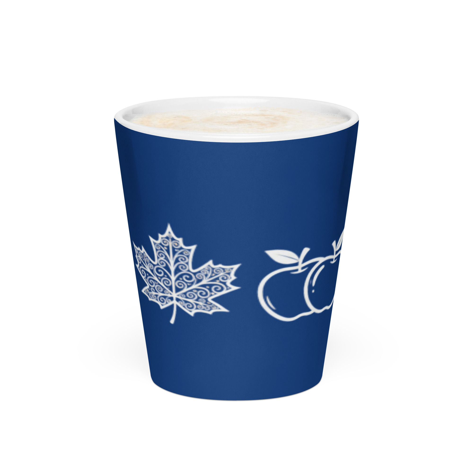 Fall Foliage White on Dark Cerulean Latte Mug