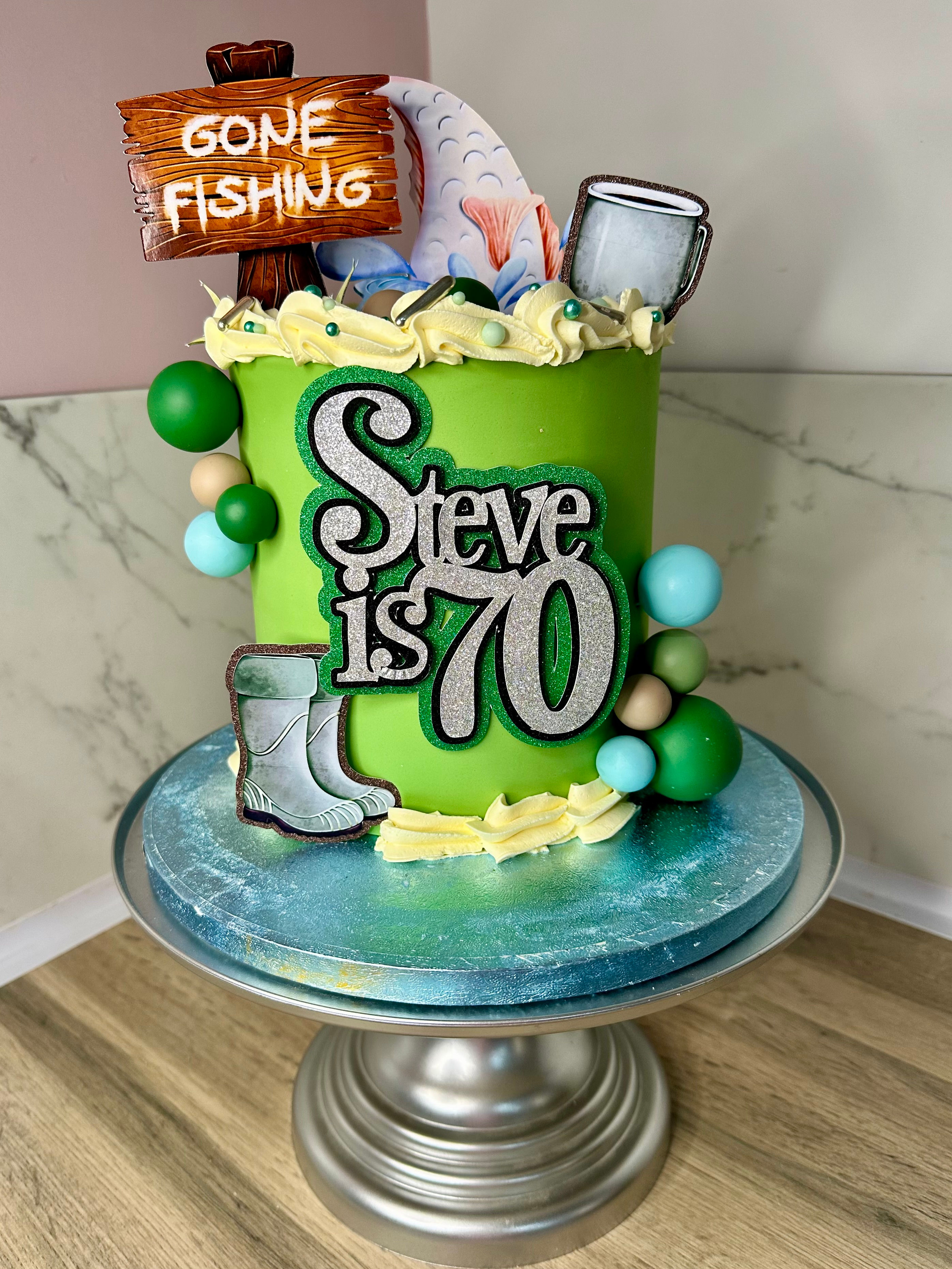 Personalised cake topper set Fishing inspired