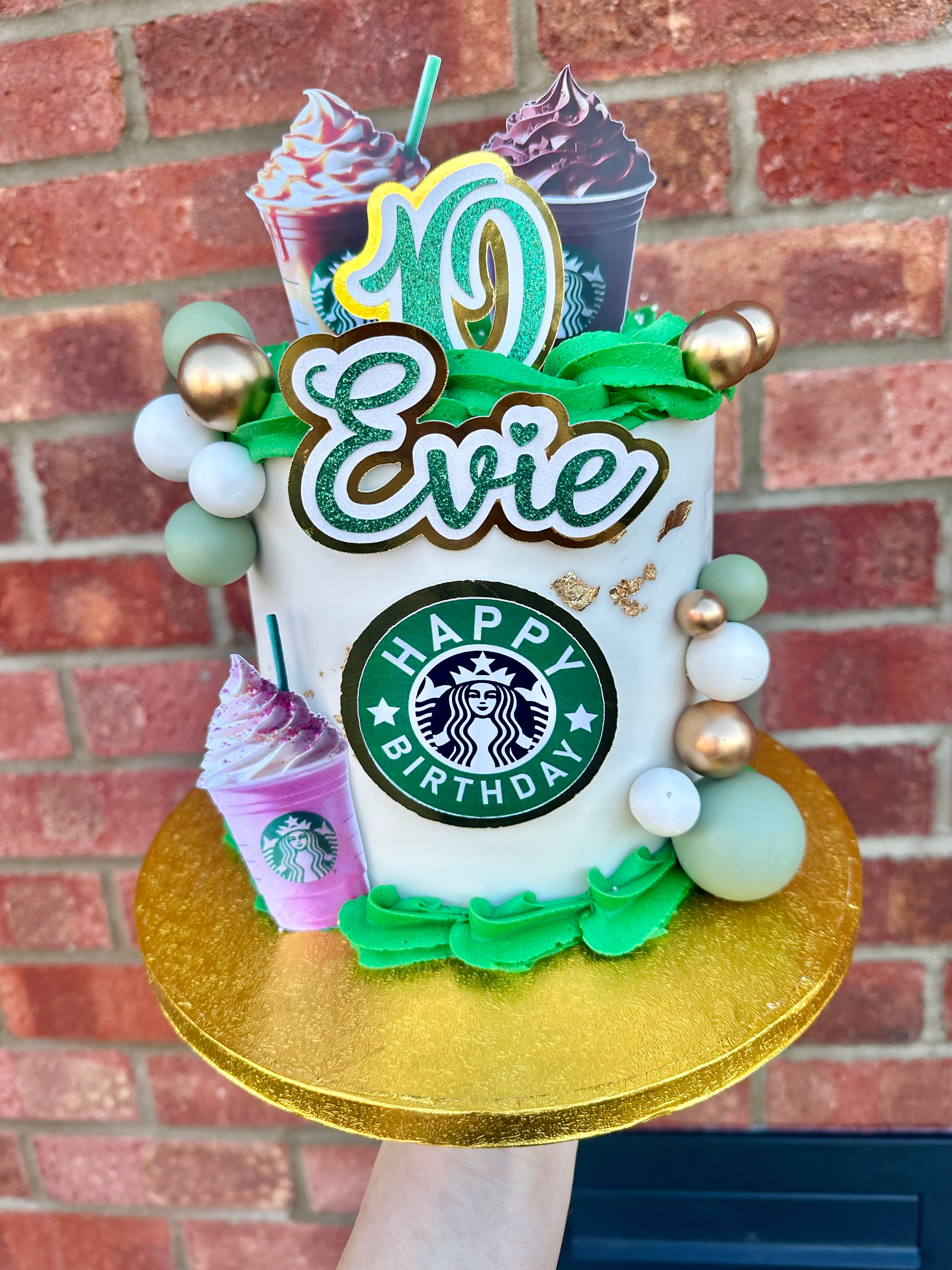 Personalised cake topper set Starbucks inspired