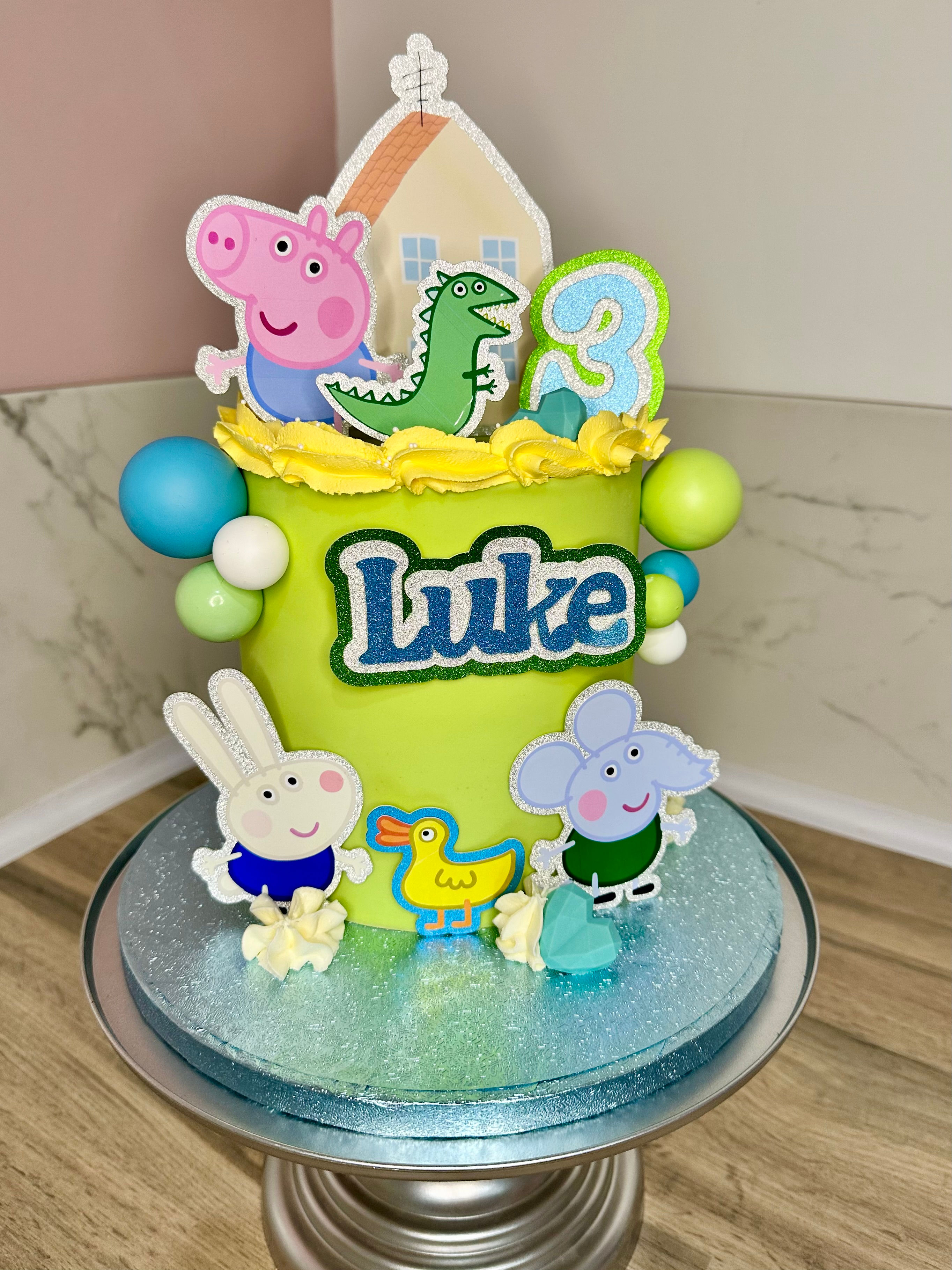 Personalised cake topper set George pig inspired