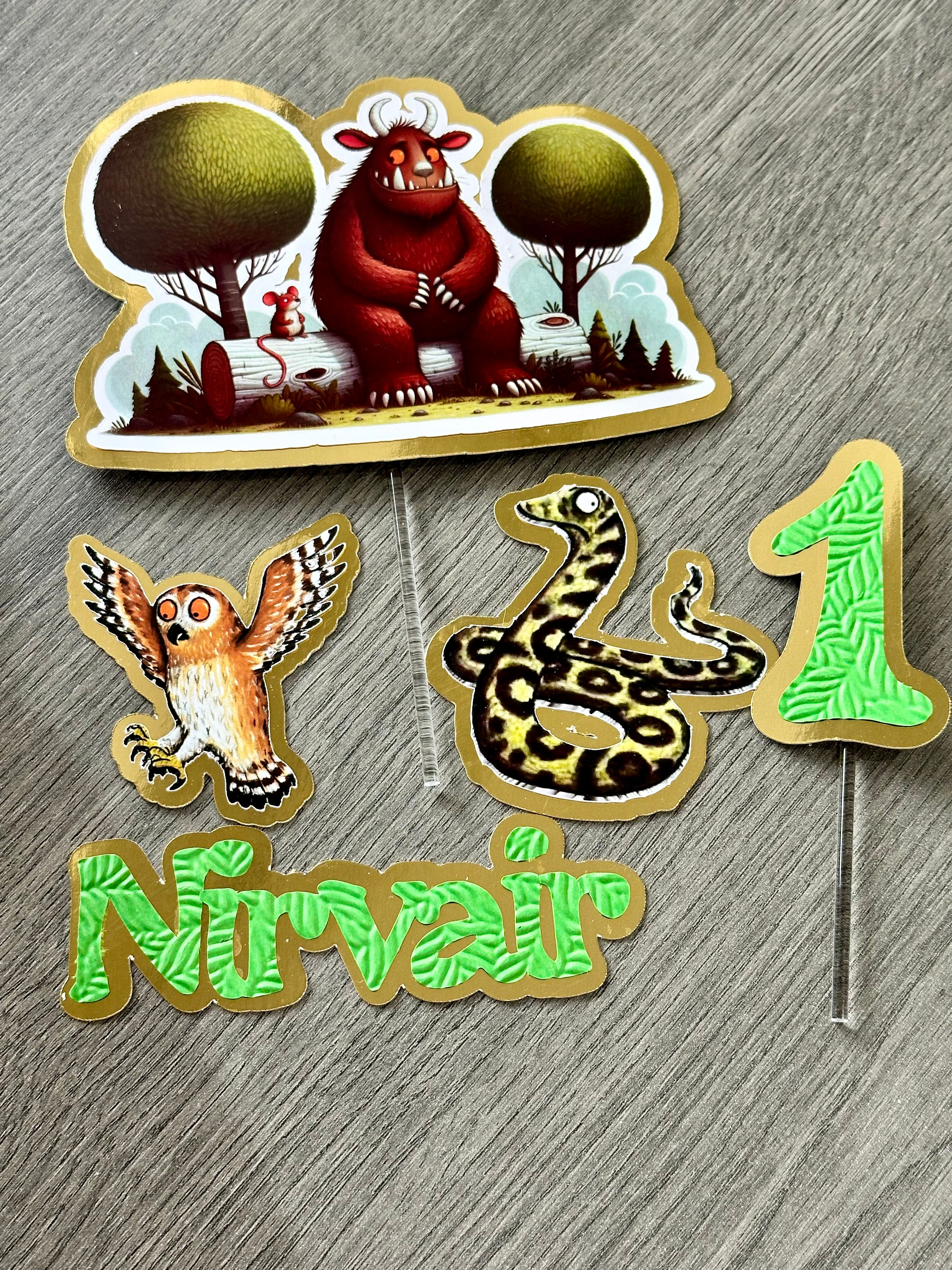 Personalised cake topper set gruffalo inspired