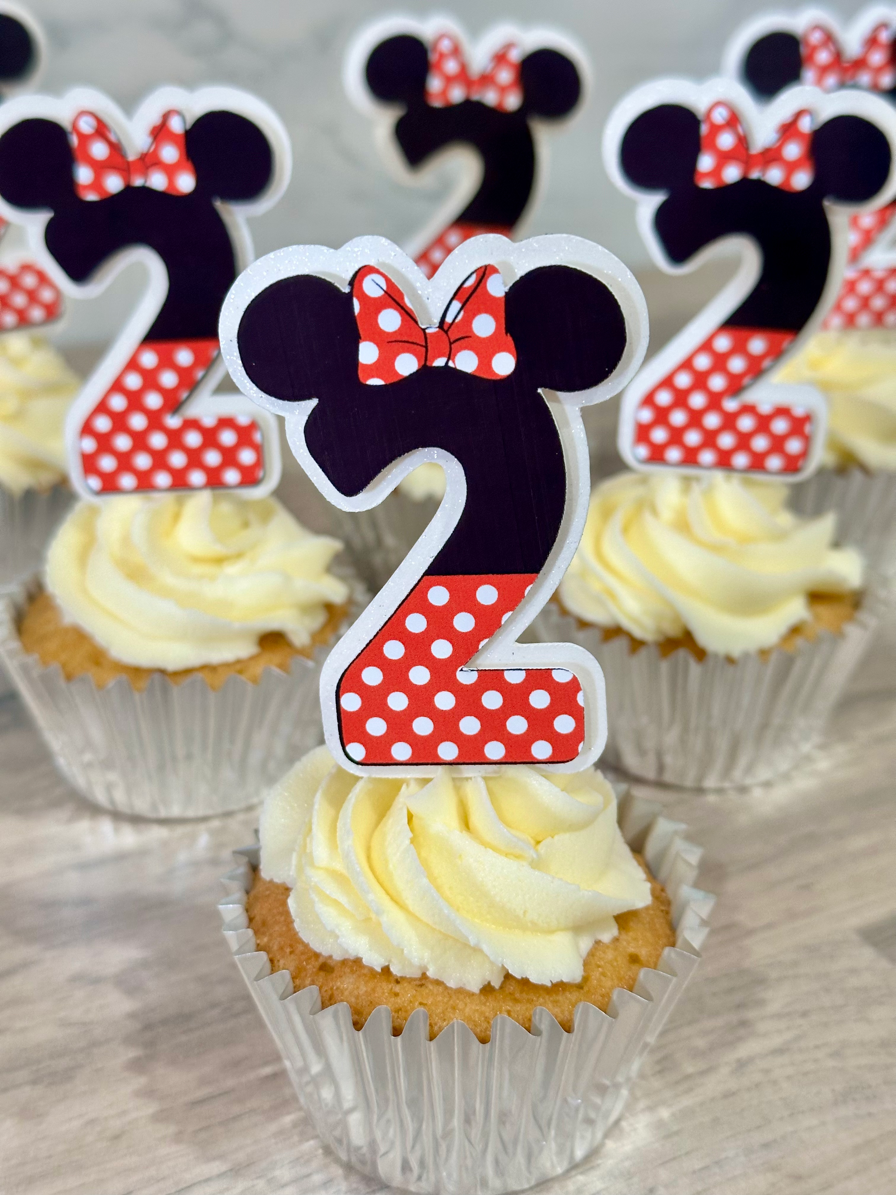 Age cupcake toppers Minnie Mouse inspired 