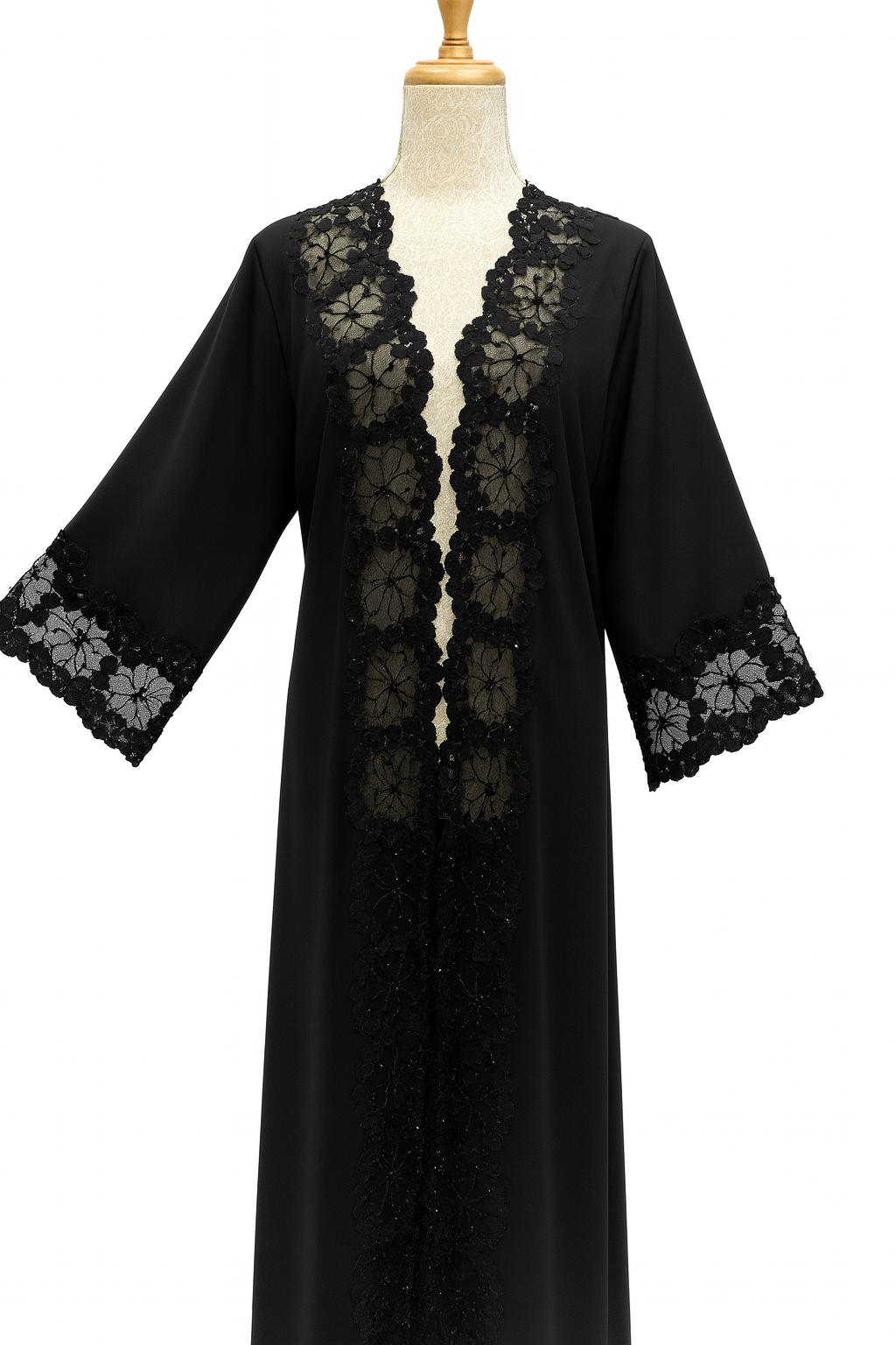 Floral Lace Black Abaya