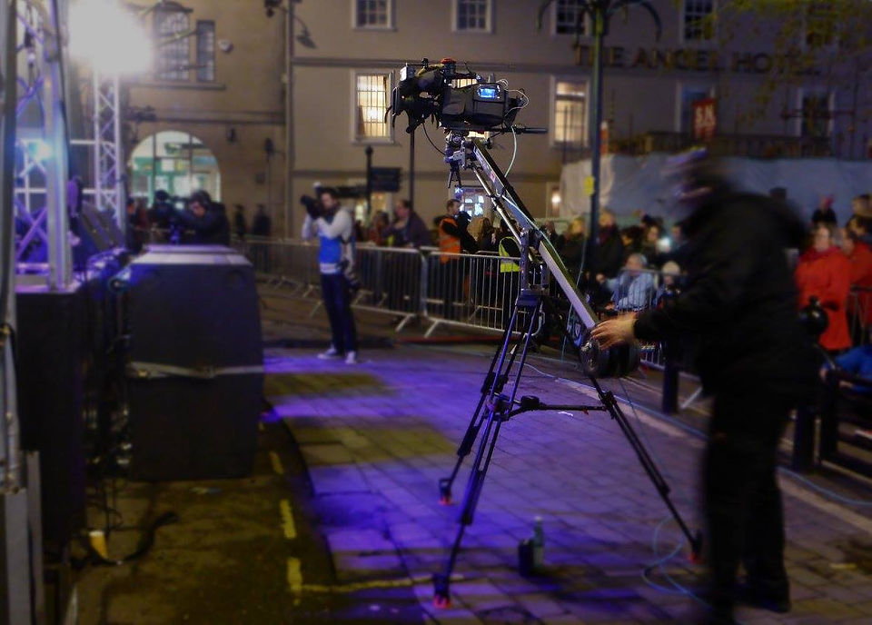 Filming with our camera jib.