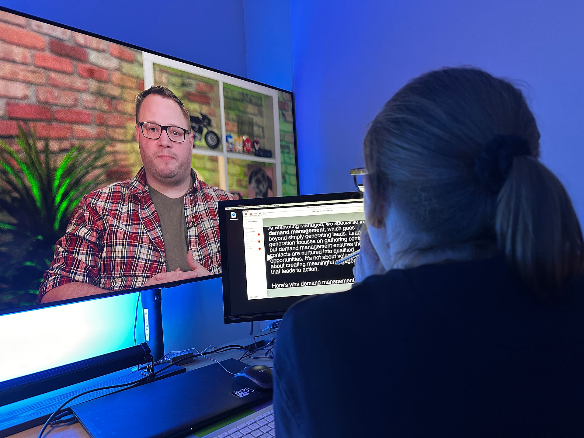 Teleprompter operator in our video studio. 
