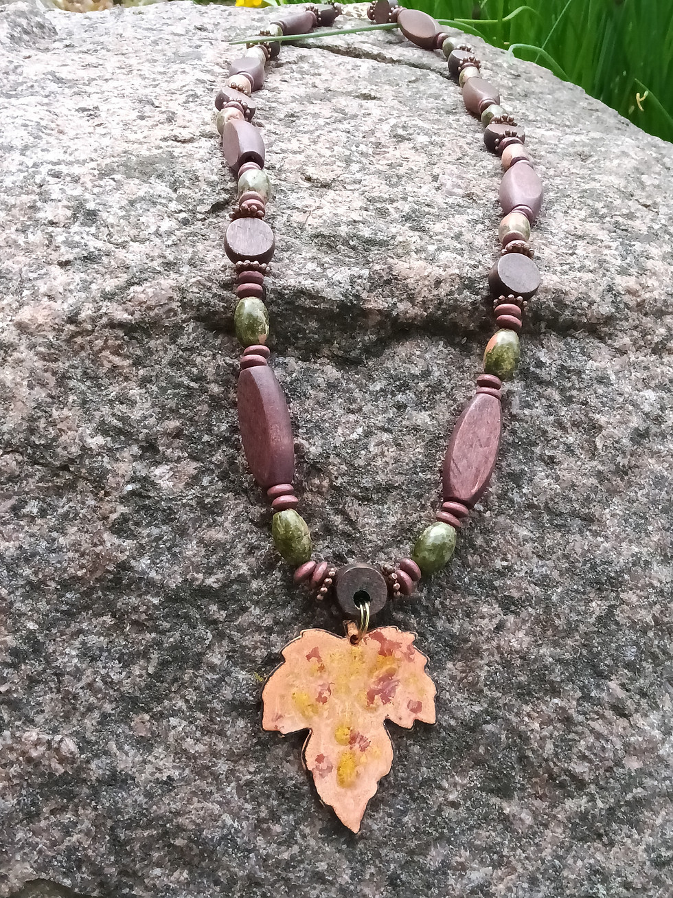 Thumbnail: Autumn Ember: Copper Enamel Maple Leaf Pendant