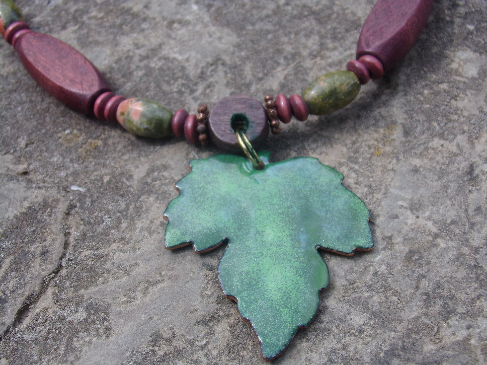 Thumbnail: Autumn Ember: Copper Enamel Maple Leaf Pendant