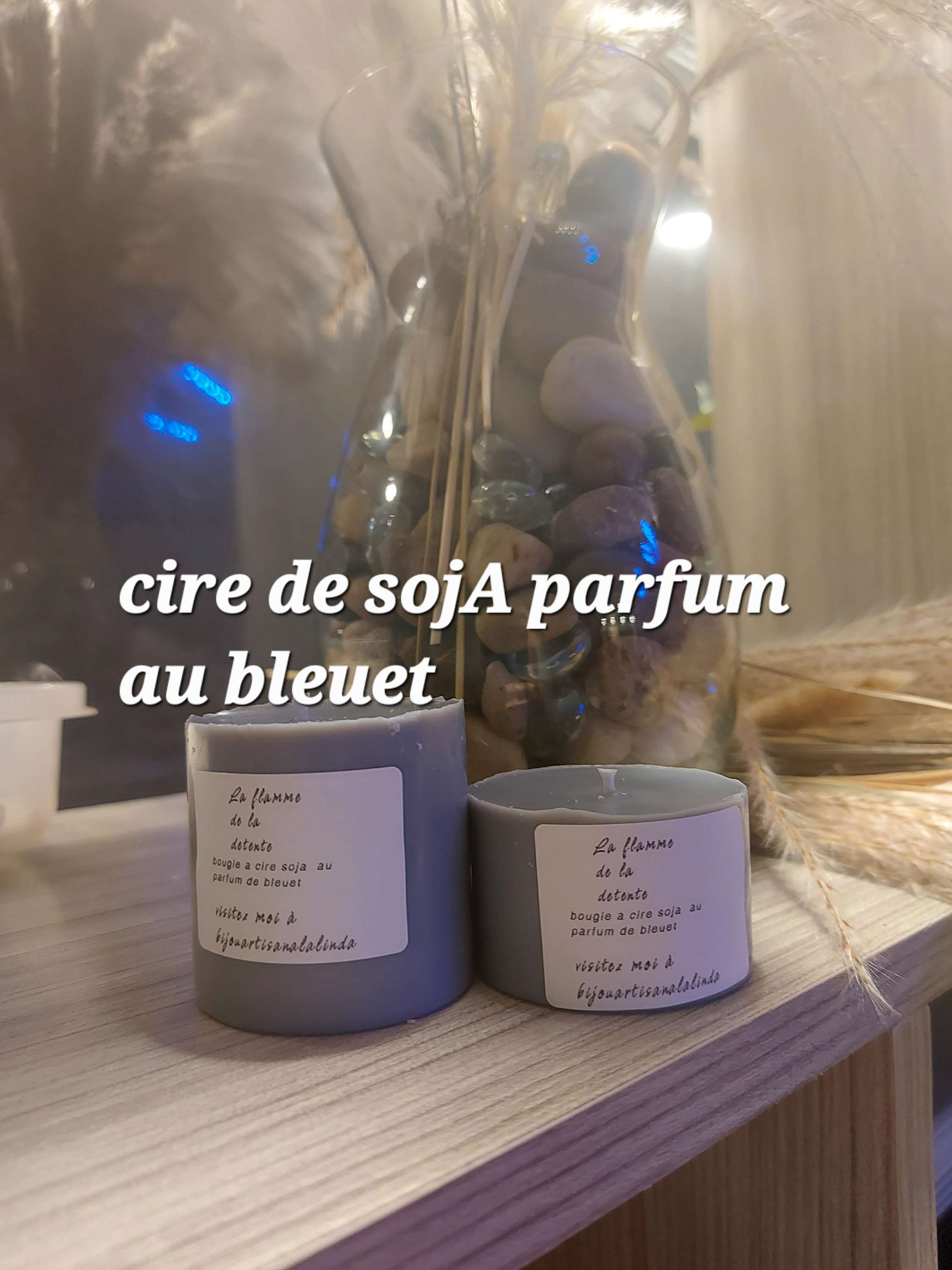 2 Bougie a cire soja au parfum bleuet