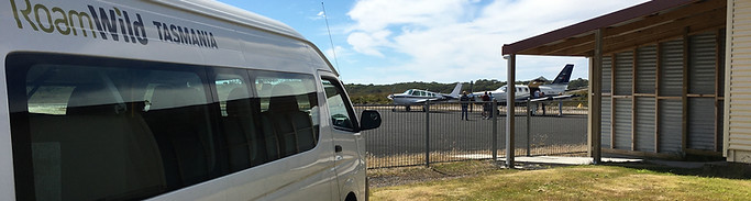 Strahan airport shuttle bus at terminal