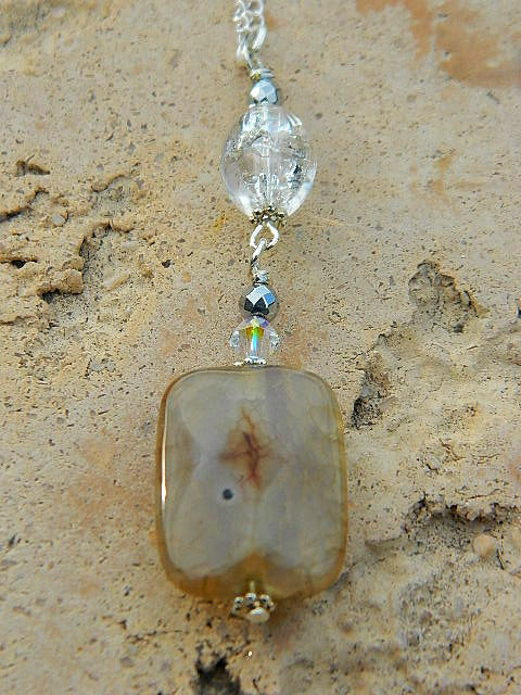 Thumbnail: Carmel Agate pendant sterling silver necklace