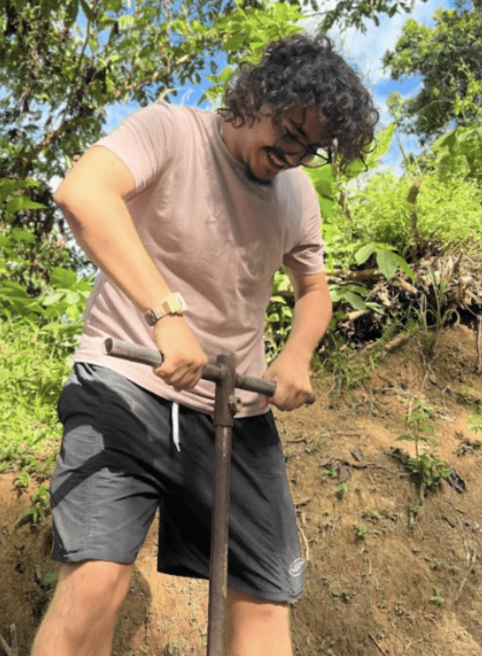 me testing a hand held bell auger