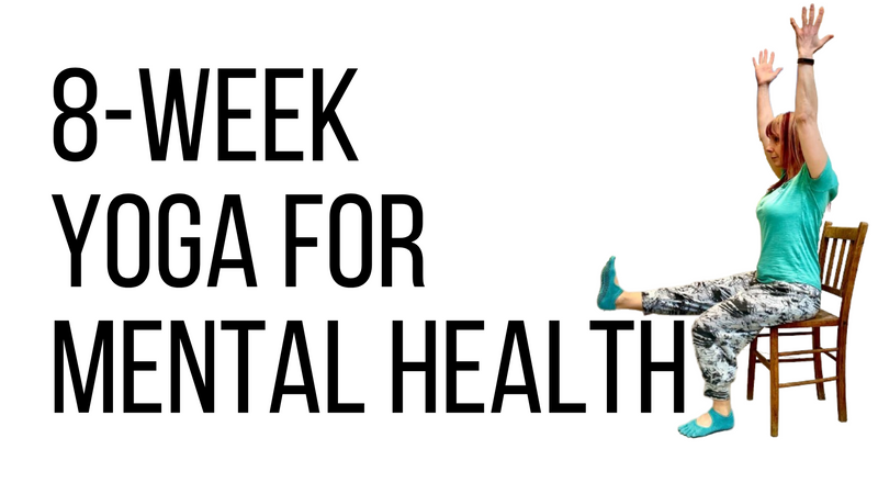 a person doing yoga in a chair with the words week ga for mental health above them