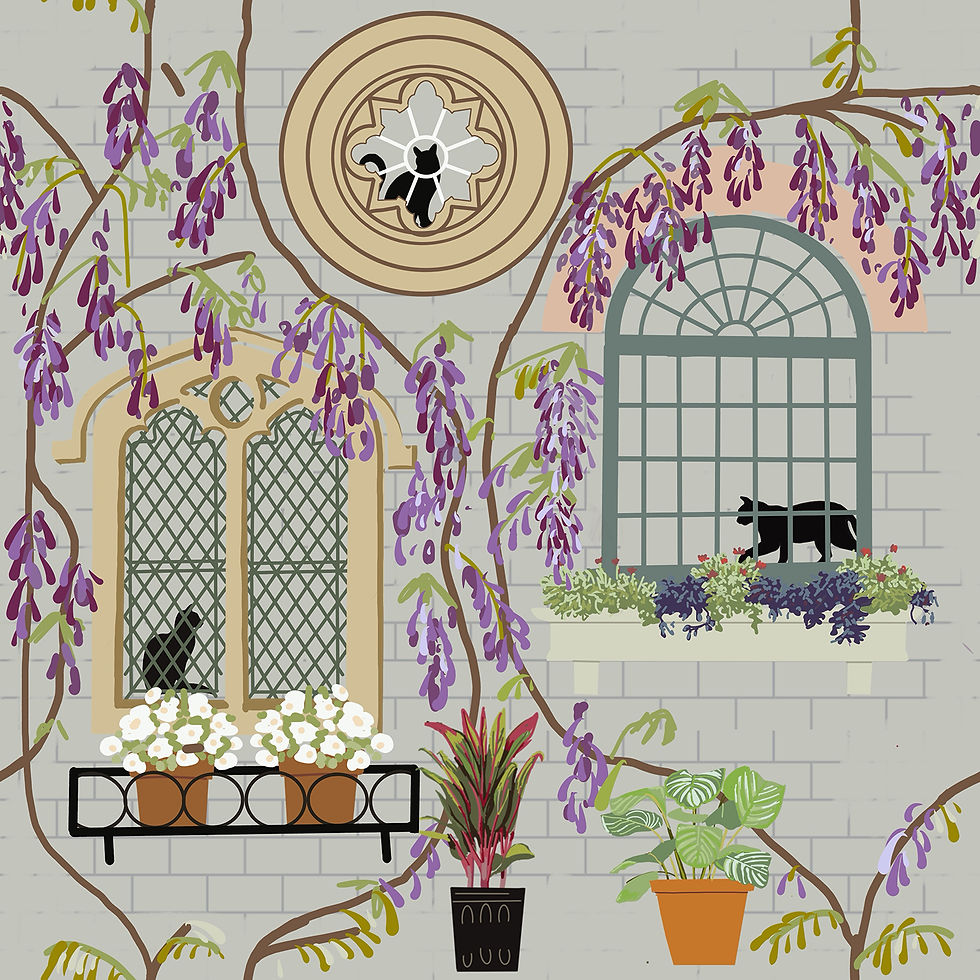 Thumbnail: Cats Window & Wisteria NB004