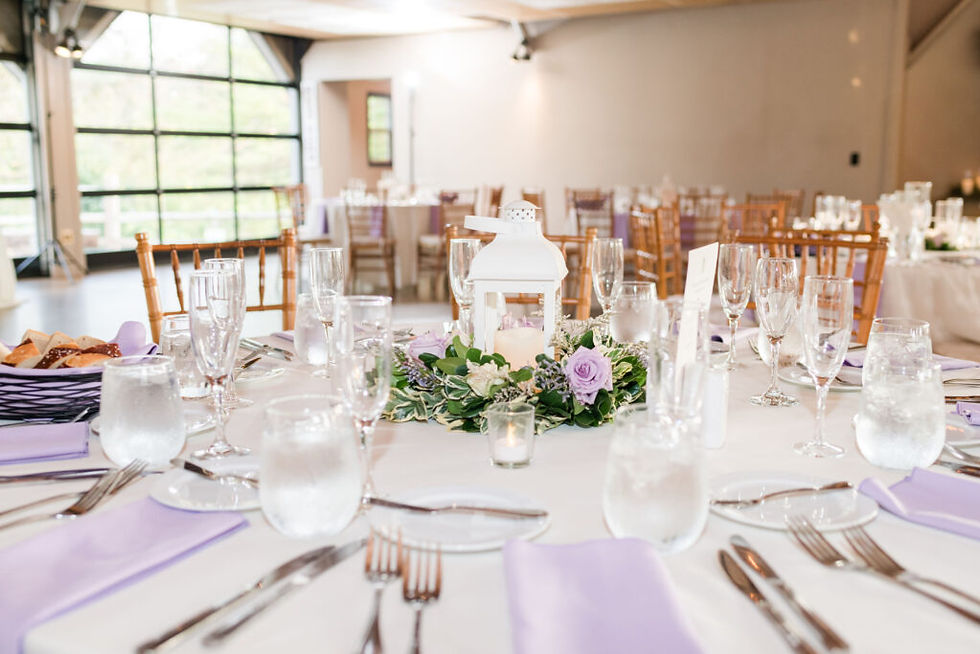 High angle view of a beautifully decorated wedding table