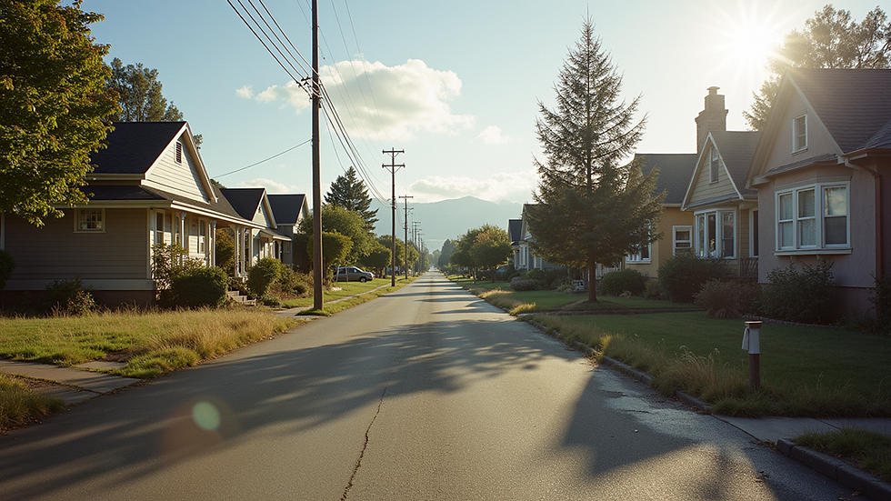 Wide angle view of a charming neighborhood in Rogue Valley
