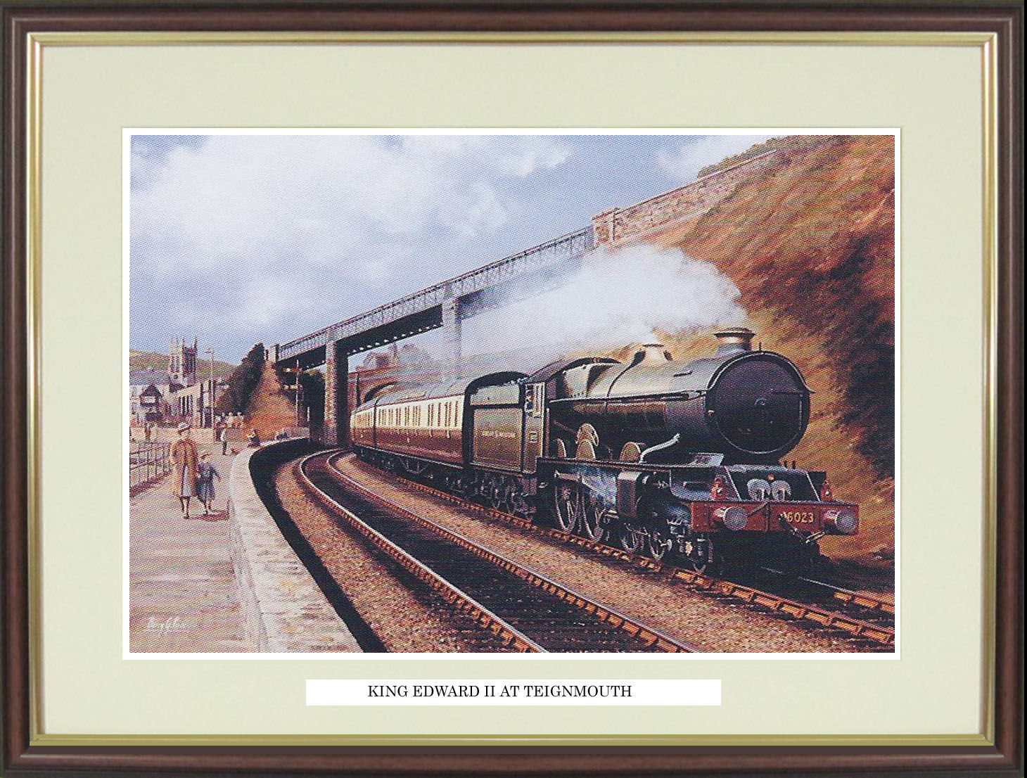 Steam Train Engine Locomotive print "King Edward II Teignmouth" by Barry Price