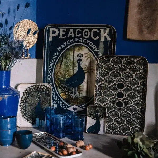 Thumbnail: Bon Coeur Large Reception Tray Peacock