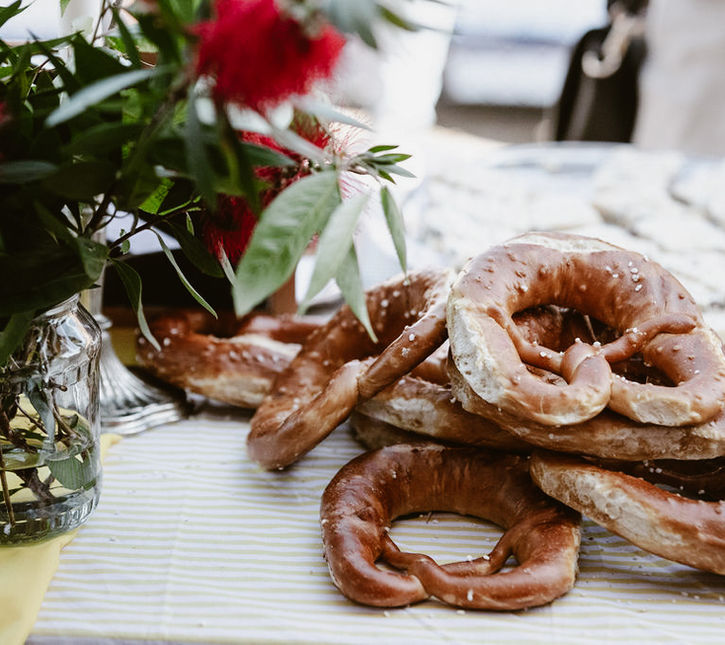 Fresh pretzels displayed at a German Week Melbourne event