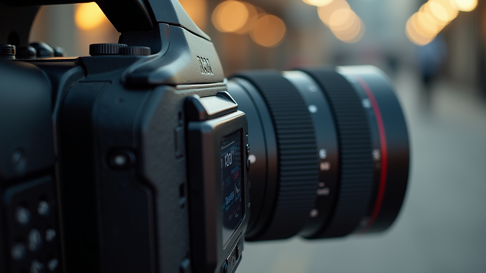 Close-up view of a professional camera setup for commercial product photography