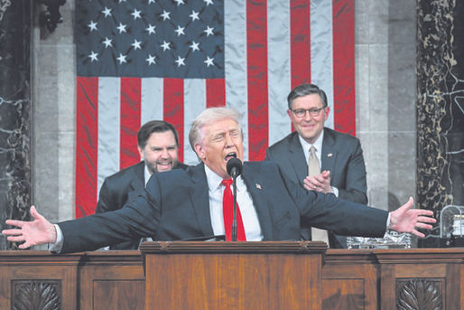 Trump puts on a show, casting Democrats as the villains