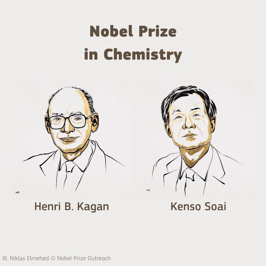 Nobel Prize in chemistry is awarded to Henri Kagan and Kenso Soai