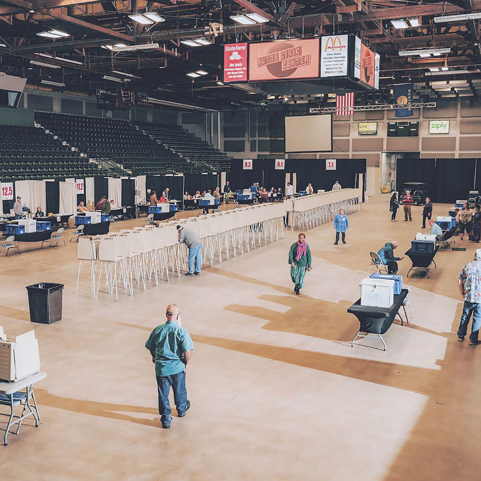 Voters fill out ballots on primary election day at the Butte Civic Center in Butte, Mt., on Tuesday, June 2, 2026. The Trump administration is investigating nonprofits that it says may be recruiting noncitizens for voter registration, documents show, even though noncitizen voting in the United States is rare. (Will Warasila/The New York Times)