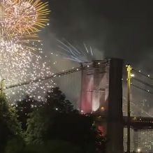 The Brooklyn Bridge Briefly Catches Fire During a Fireworks Display