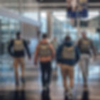 A group of federal immigration officers walk through O’Hare International Airport in Chicago on March 23, 2026. A federal immigration agent shot and killed an individual in a vehicle on Monday in the coastal city of Biddeford, Maine, according to the state attorney general’s office. (Jamie Kelter Davis/The New York Times)
