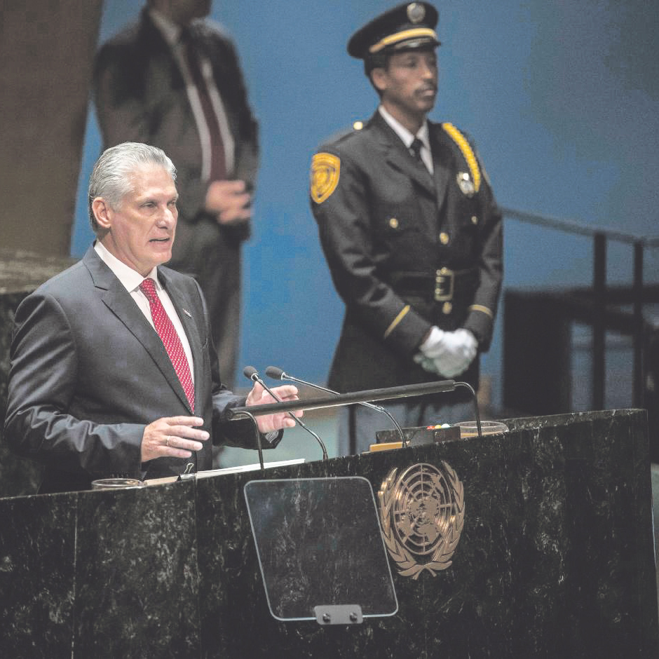 Cuba’s president projects defiance in standoff with the US.