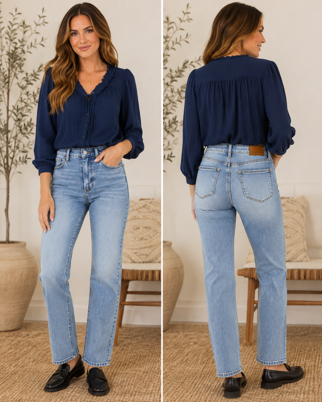 Judy Blues - HW Tummy Control Contrast Wash Straight