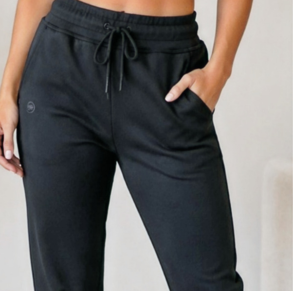 Thumbnail: ENDVR Black Women's Double Knit Performance Jogger Pants with Drawstring Waist