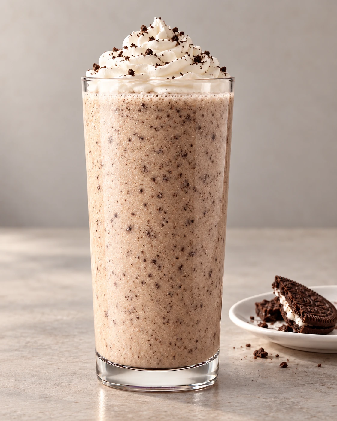 Cookie frappé with whipped cream