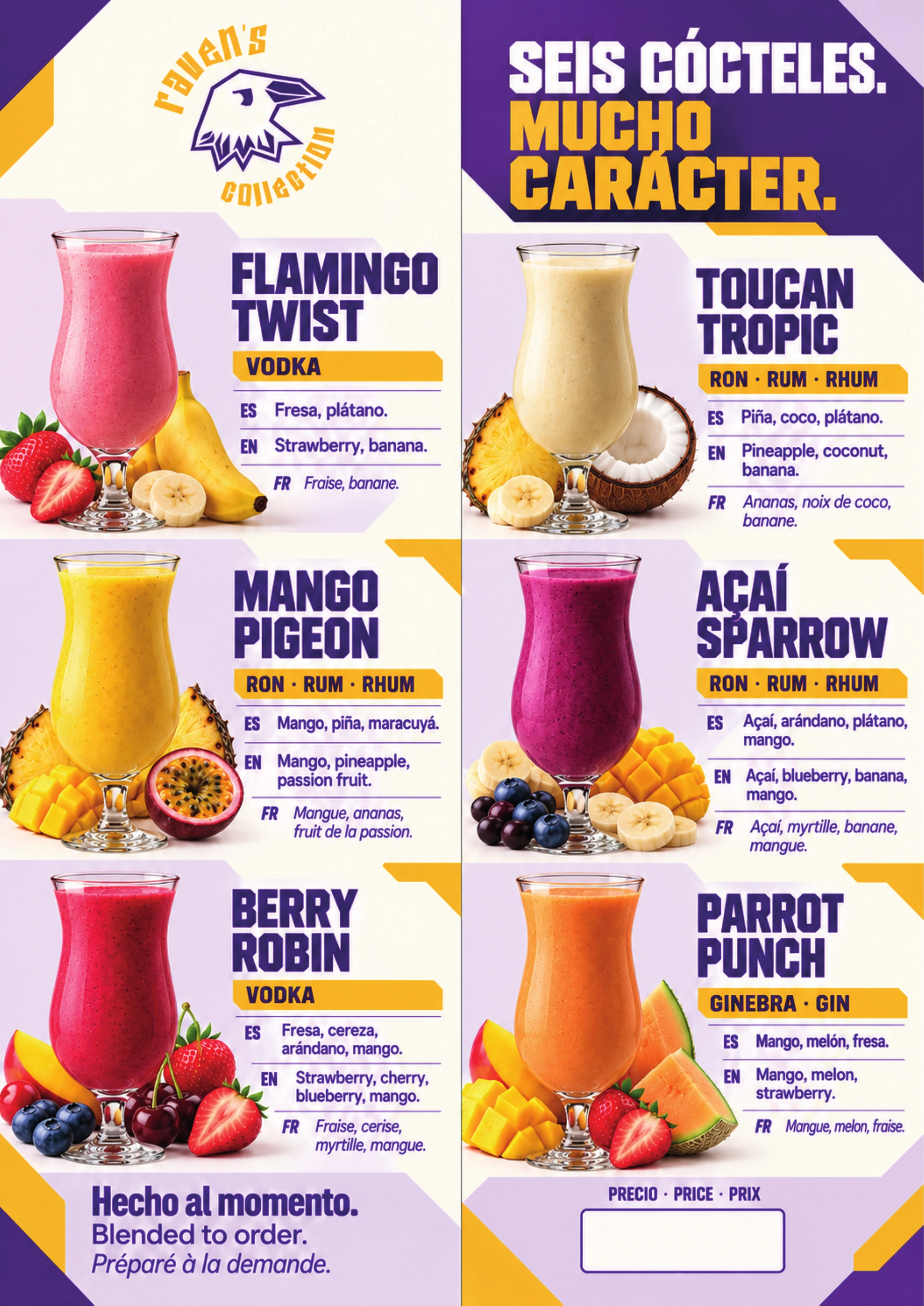 Carta interior Smoothie Cocktails