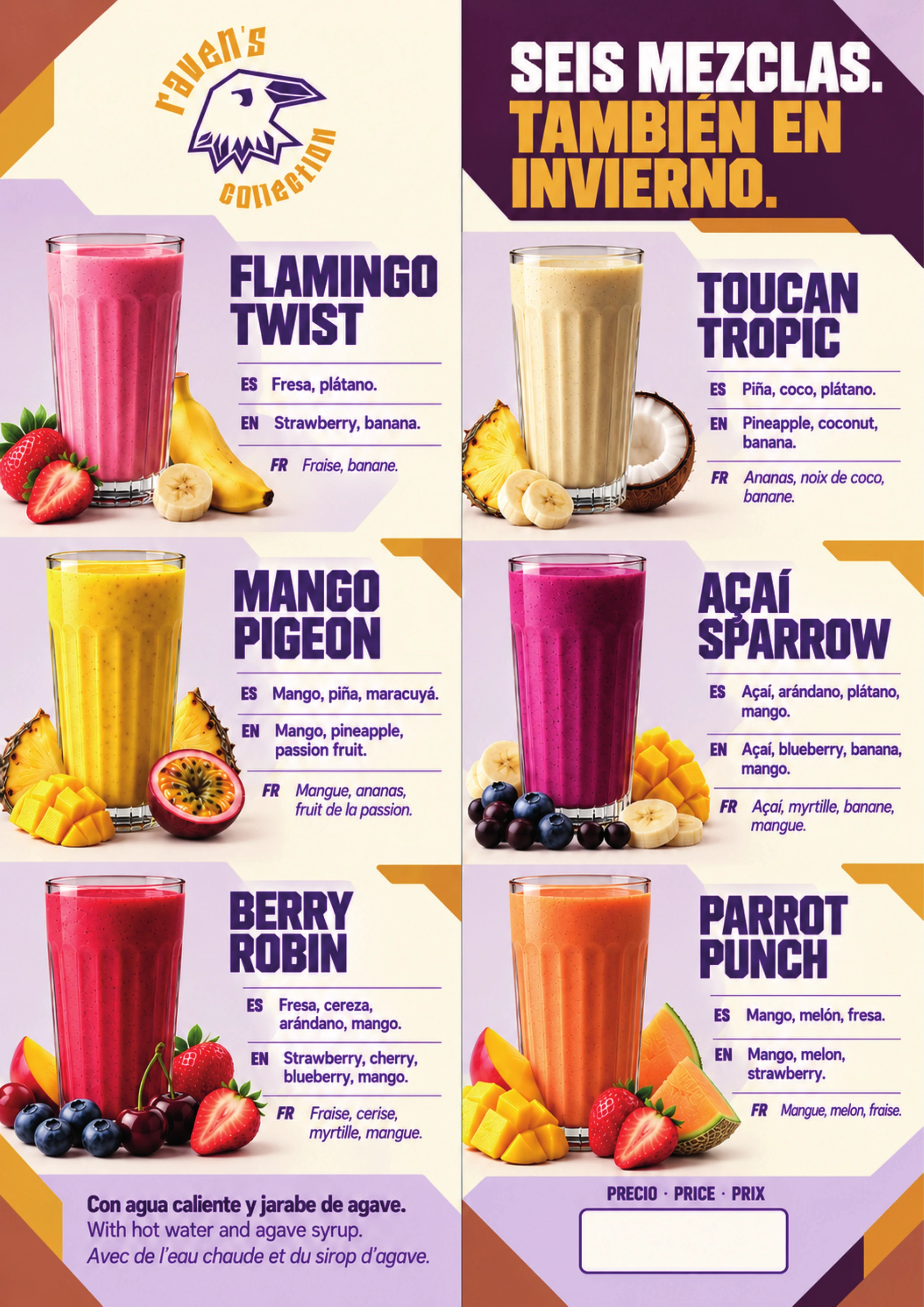 Carta interior Fruta para Beber