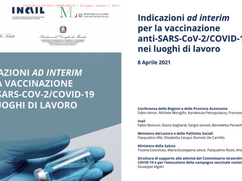Indicazioni ad interim per la vaccinazione anti-SARS-CoV-2/COVID-19 nei luoghi di lavoro