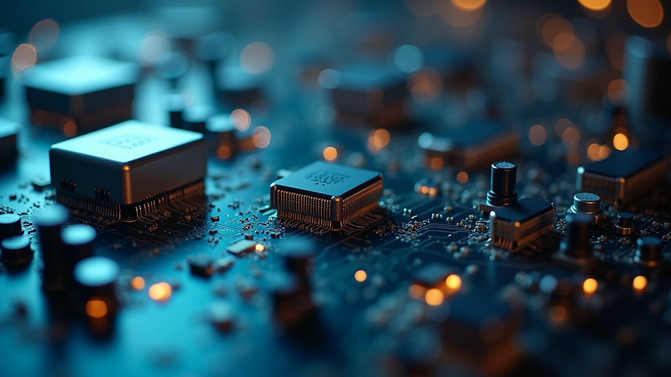 Close-up view of a network of interconnected devices