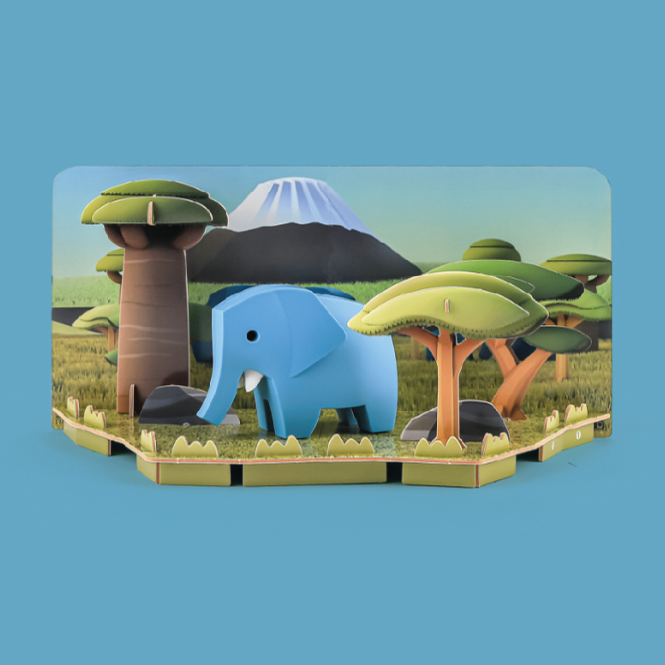 Halftoys Magnetic Animal Blocks with Diorama - Elephant