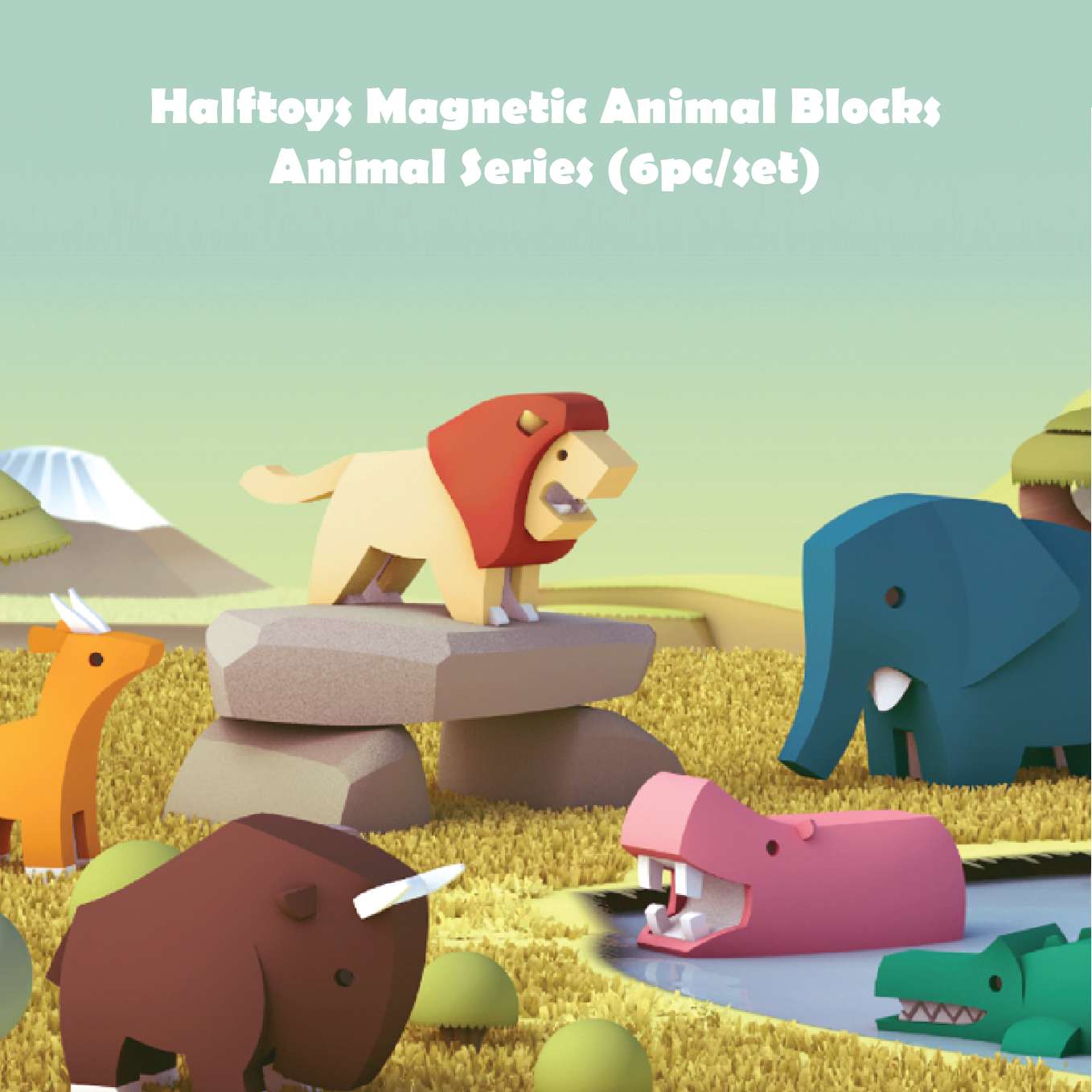 Halftoys Magnetic Animal Blocks - Half Animals Series (6pc/set)