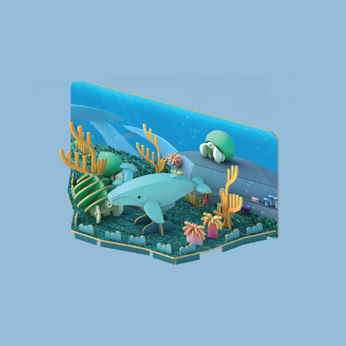 Halftoys Magnetic Animal Blocks with Diorama - Humpback Whale