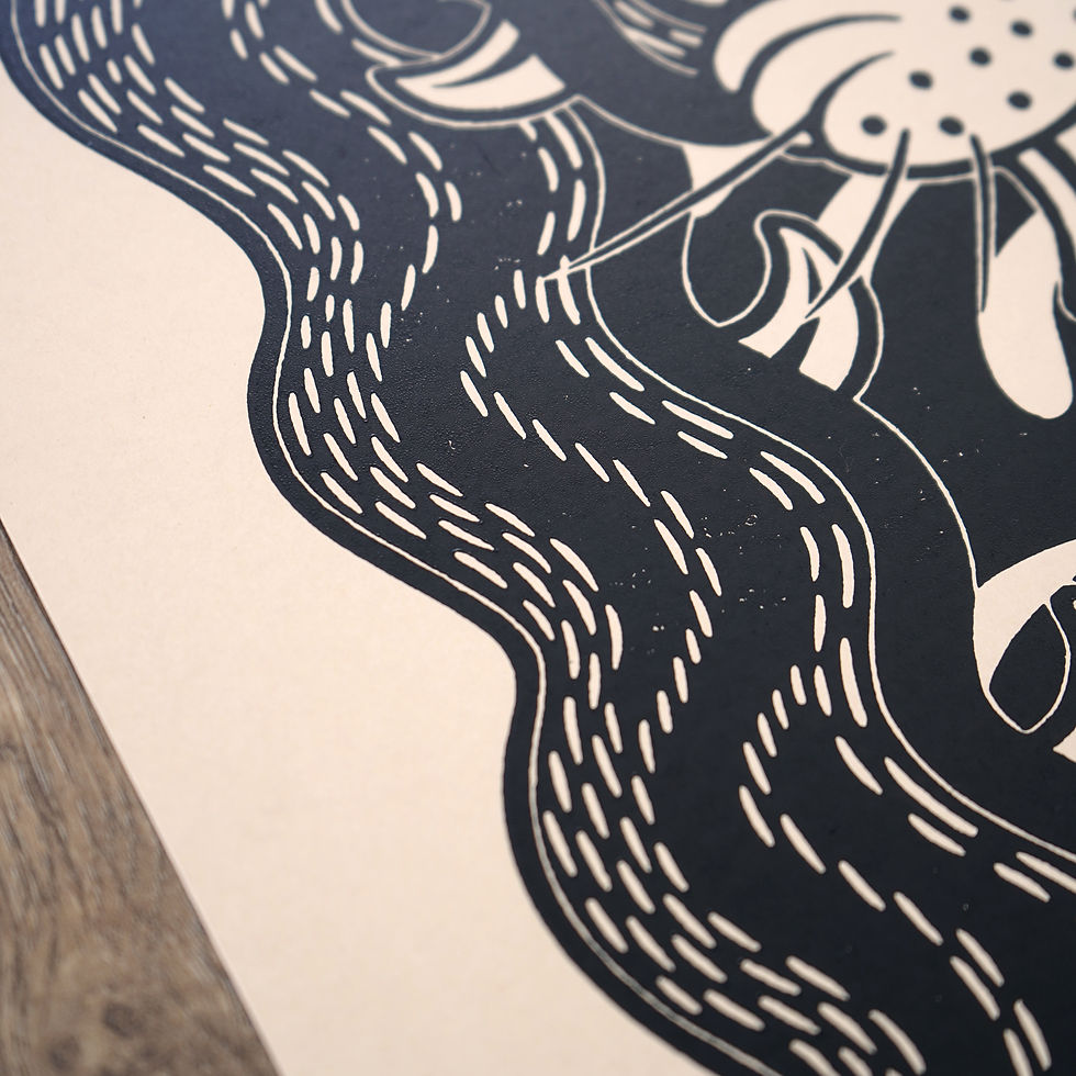 Thumbnail: 'Spitting Fire' Original Linoprint