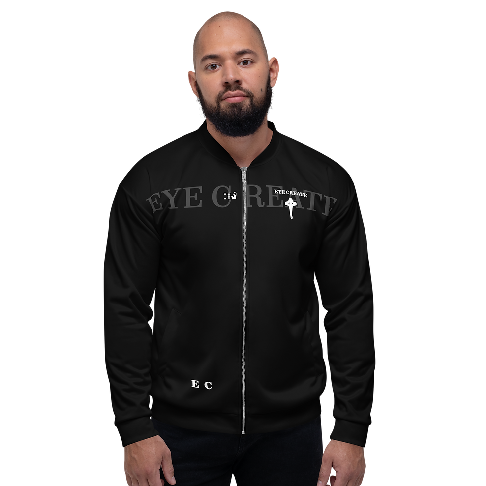 Thumbnail: Eye Create Black Unisex Bomber Jacket  